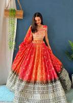 Lehenga Mart Designer Bollywood Style Wedding Wear Lehenga Choli - Orange | Grocsy