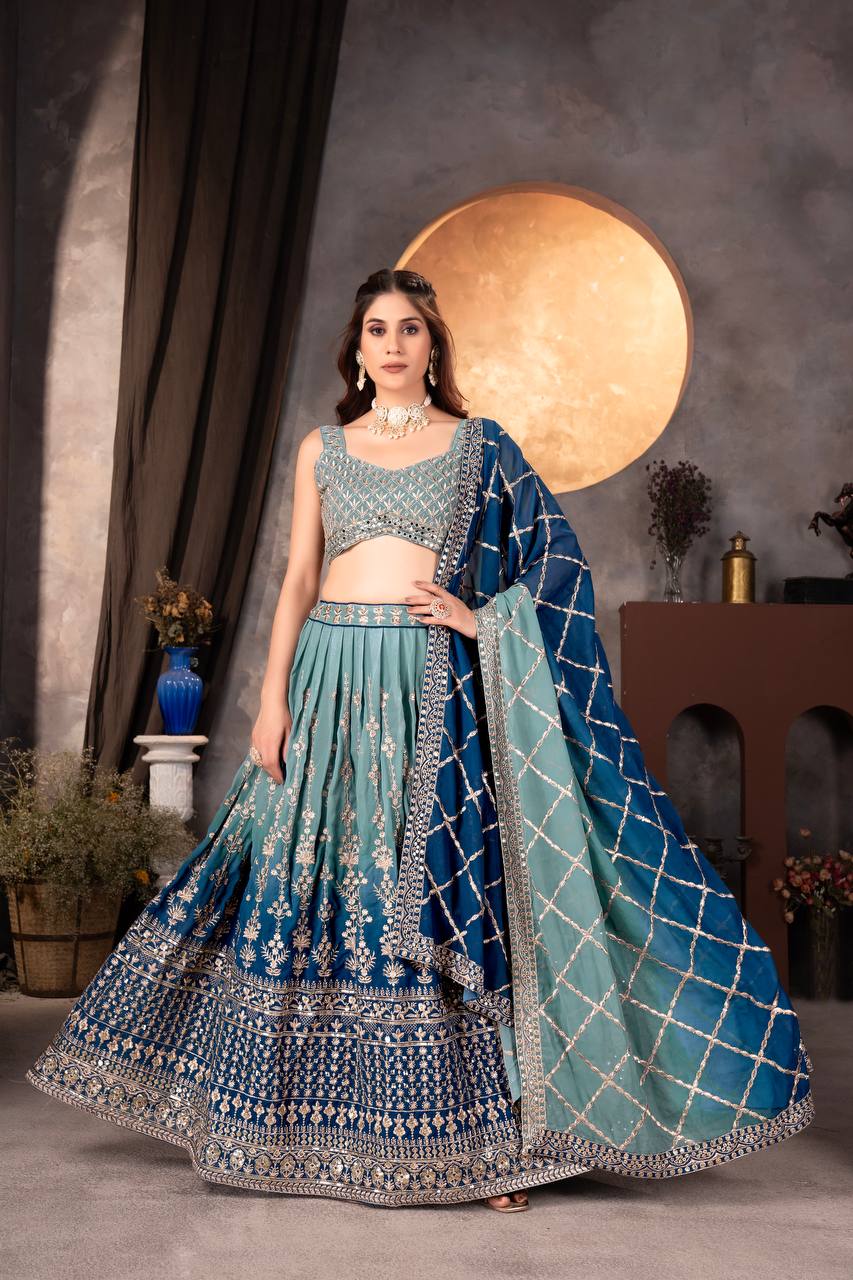 Lehenga Mart Designer Bollywood Style Wedding Wear Lehenga Choli - Green | Grocsy