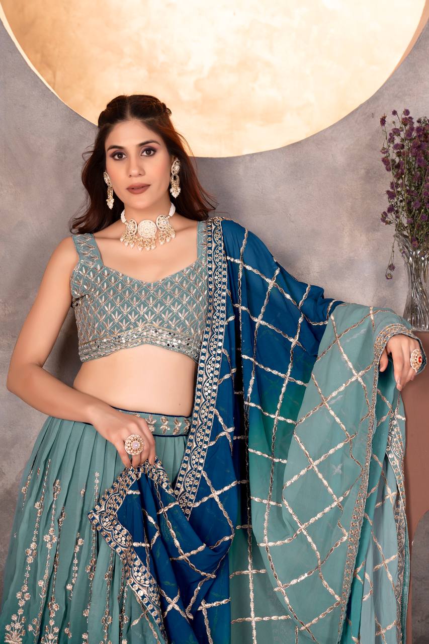 Lehenga Mart Designer Bollywood Style Wedding Wear Lehenga Choli - Green | Grocsy