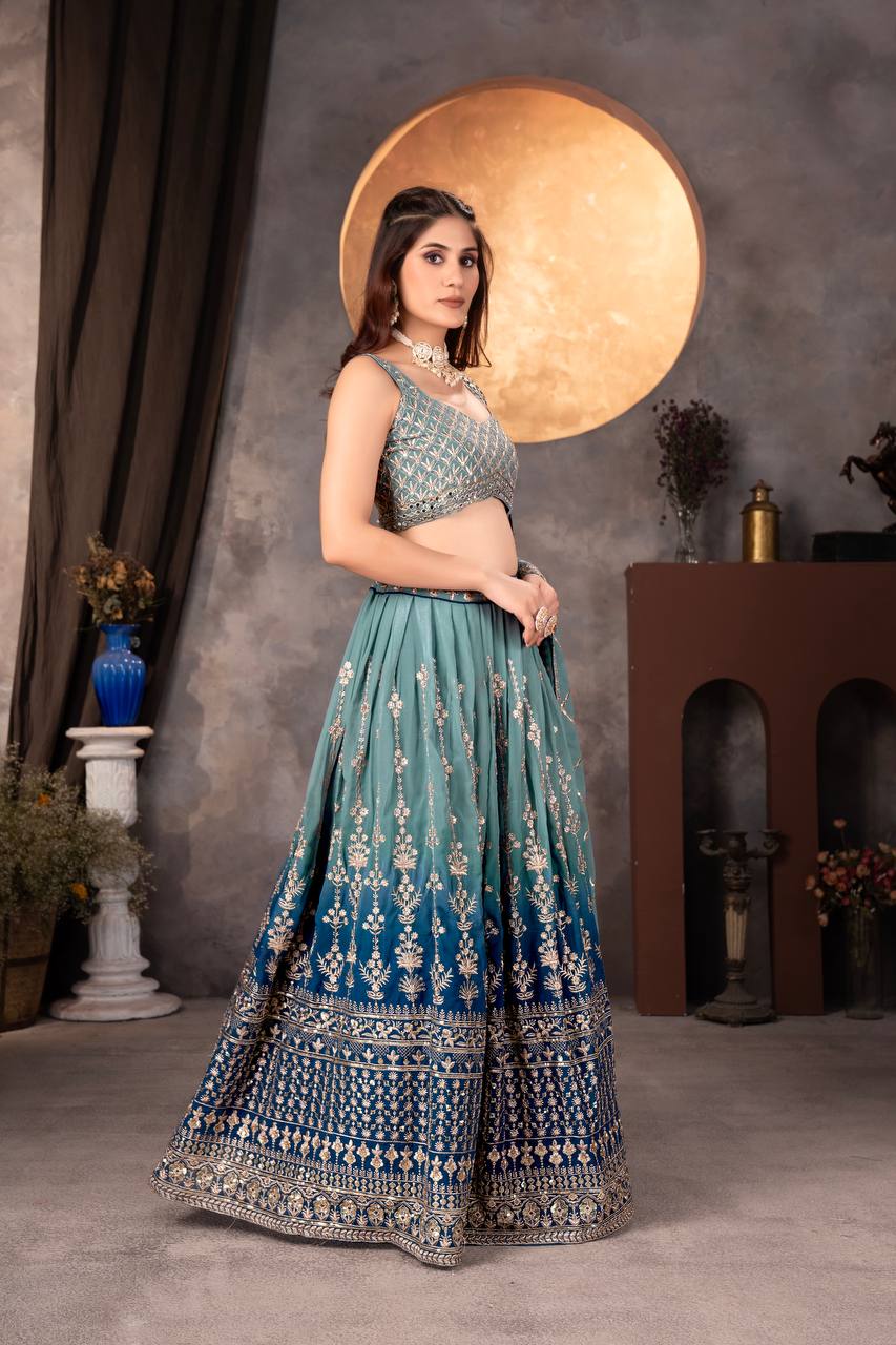 Lehenga Mart Designer Bollywood Style Wedding Wear Lehenga Choli - Green | Grocsy