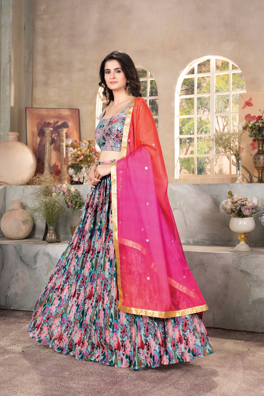 Lehenga Mart Designer Bollywood Style Wedding Wear Lehenga Choli - Multicolor | Grocsy