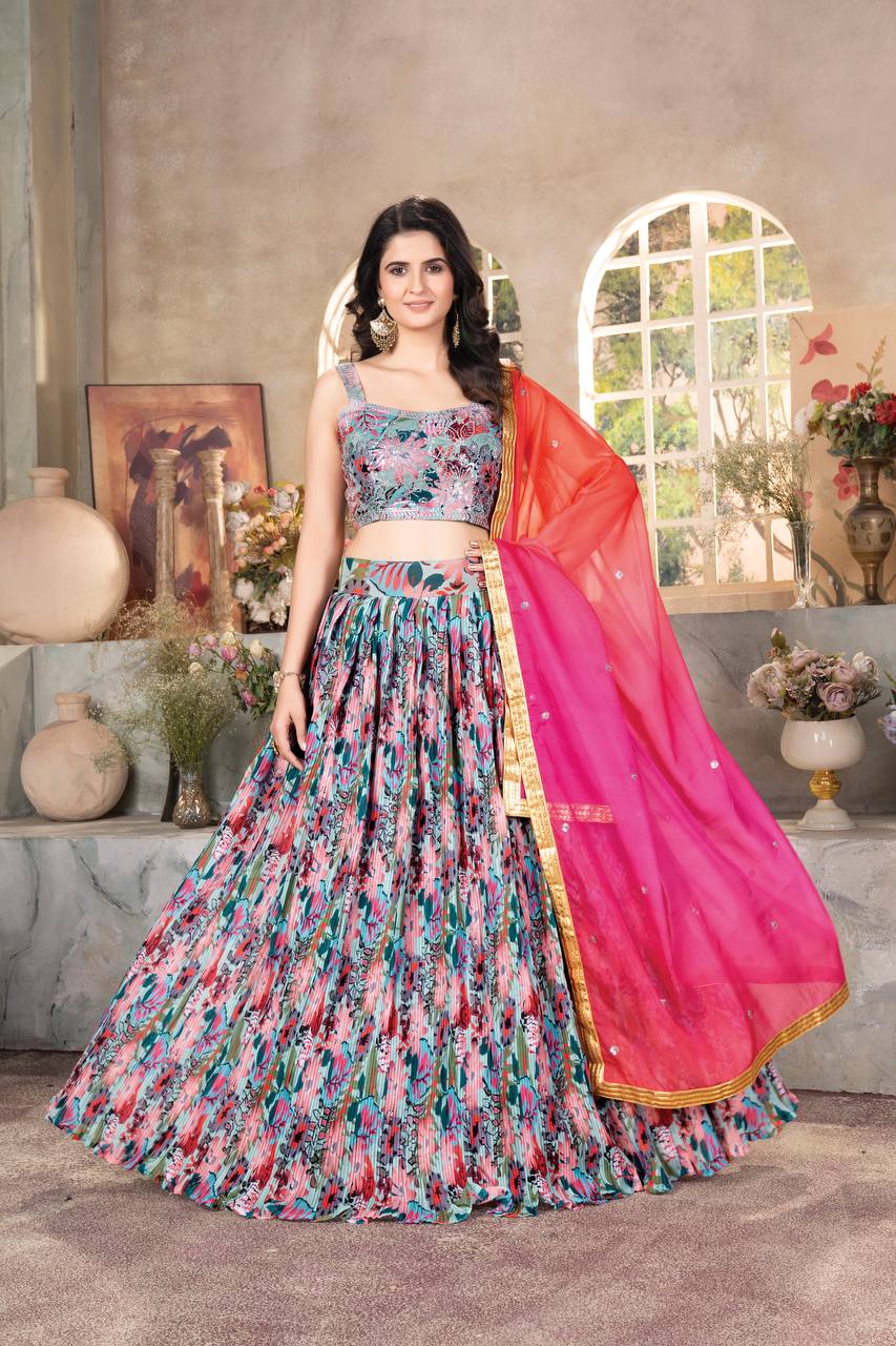 Lehenga Mart Designer Bollywood Style Wedding Wear Lehenga Choli - Multicolor | Grocsy