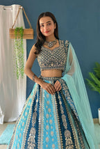 Lehenga Mart Designer Bollywood Style Wedding Wear Lehenga Choli - Aqua-Blue | Grocsy