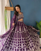 Lehenga Mart Designer Bollywood Style Wedding Wear Lehenga Choli - Purple | Grocsy