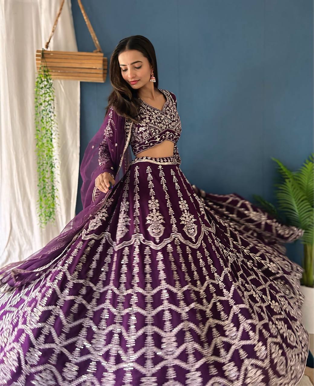 Lehenga Mart Designer Bollywood Style Wedding Wear Lehenga Choli - Purple | Grocsy