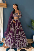 Lehenga Mart Designer Bollywood Style Wedding Wear Lehenga Choli - Purple | Grocsy
