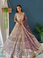 Lehenga Mart Designer Bollywood Style Wedding Wear Lehenga Choli - Light-Purple | Grocsy