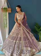 Lehenga Mart Designer Bollywood Style Wedding Wear Lehenga Choli - Light-Purple | Grocsy