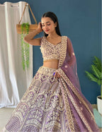 Lehenga Mart Designer Bollywood Style Wedding Wear Lehenga Choli - Light-Purple | Grocsy