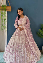 Lehenga Mart Designer Bollywood Style Bridal Lehenga Choli - Light-Purple | Grocsy