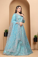 Lehenga Mart Designer Bollywood Style Wedding Wear Lehenga Choli - Aqua-Blue | Grocsy