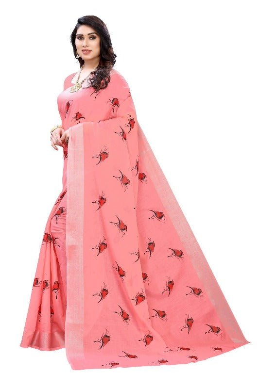 Vamika Peach Chanderi Designer Saree (SERIN PEACH) | Grocsy