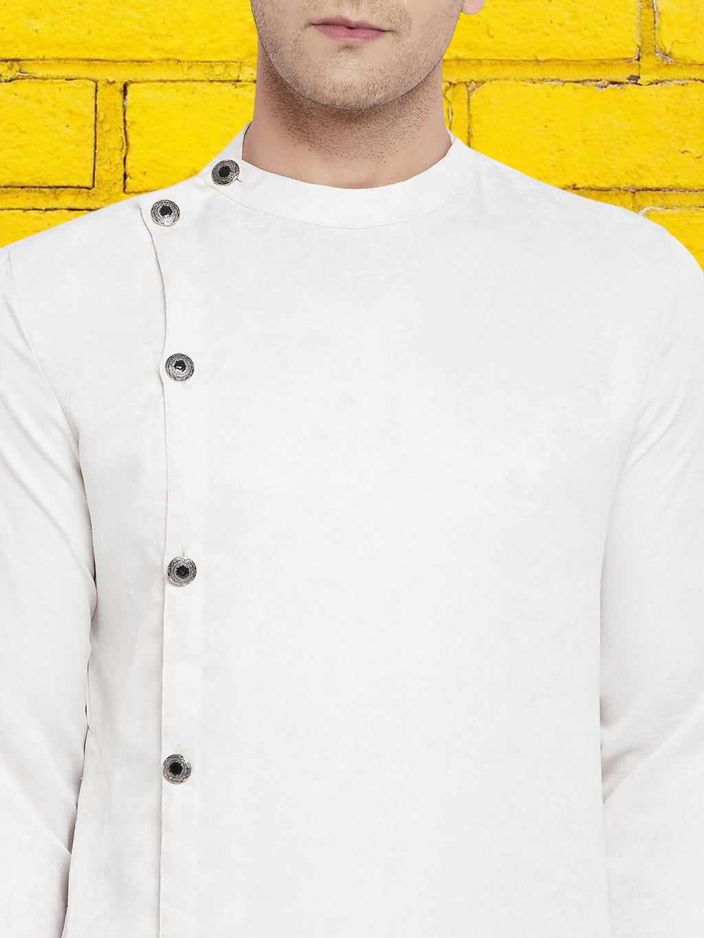 Even Apparels Men's Asymetrical White Sherwani Kurta | Grocsy
