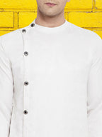 Even Apparels Men's Asymetrical White Sherwani Kurta | Grocsy