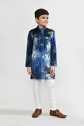 Joban Fashion Velvet Teal Blue Kurta With Straight Fit Pant | Grocsy