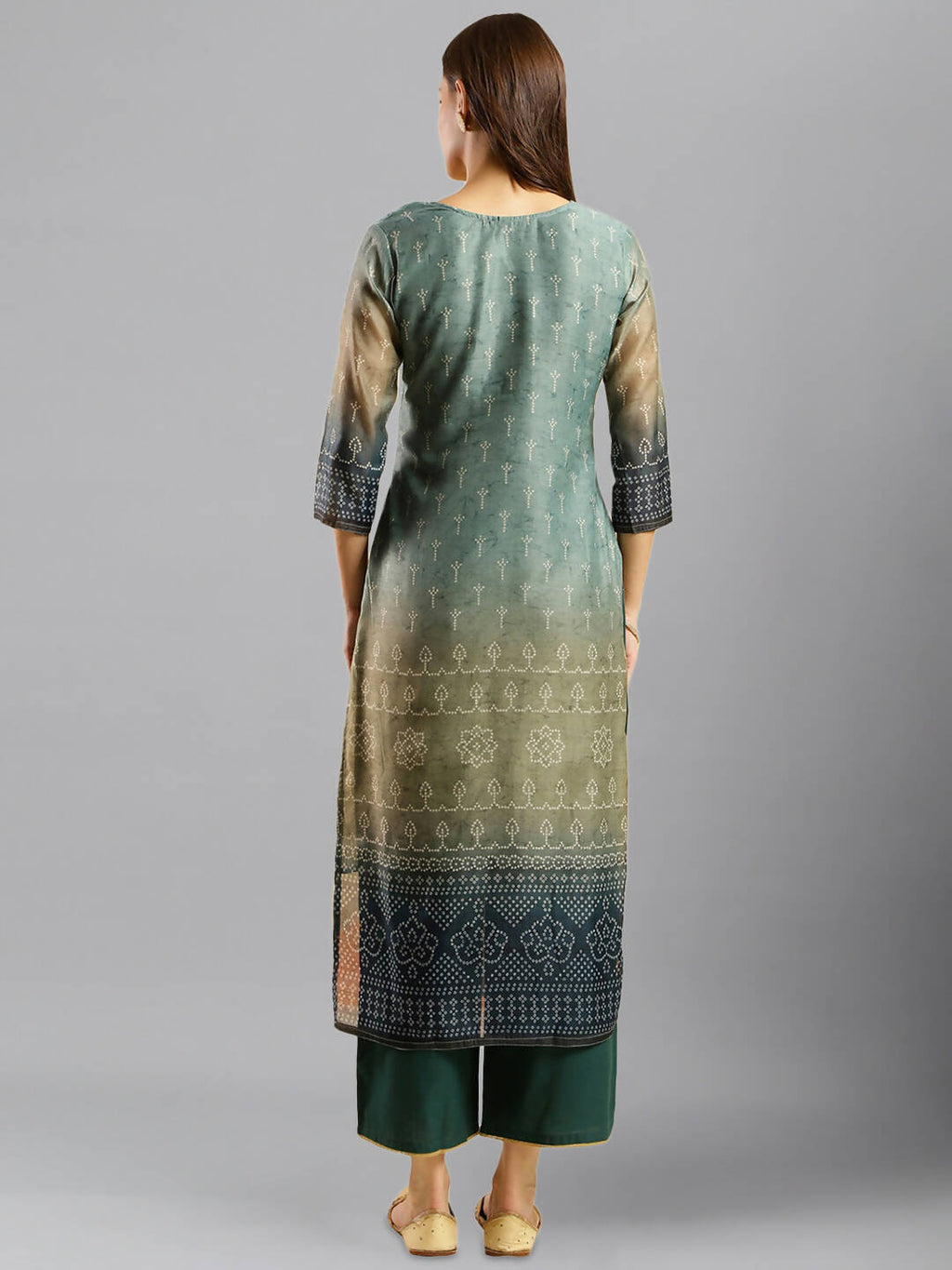 Blue Chinon Digital Printed With Hand Work Kurta - Himanshi | Grocsy