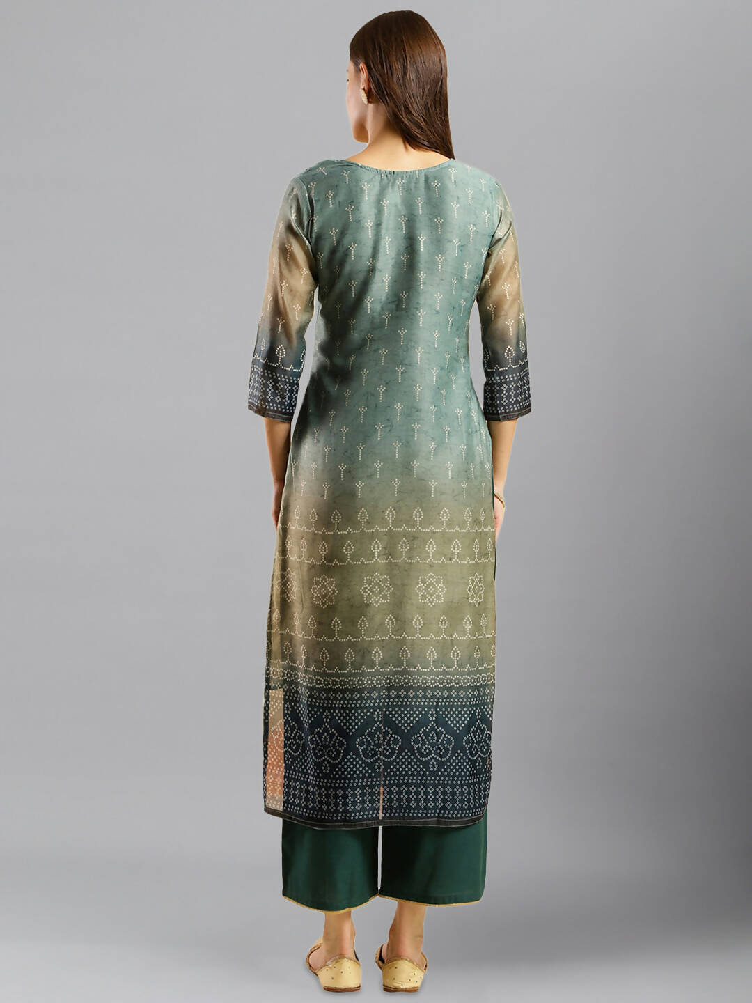 Blue Chinon Digital Printed With Hand Work Kurta - Himanshi | Grocsy
