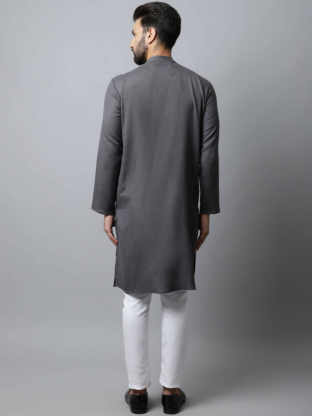Even Apparels Grey Color Pure Cotton Men's Kurta With Side Placket (SLD1202) | Grocsy