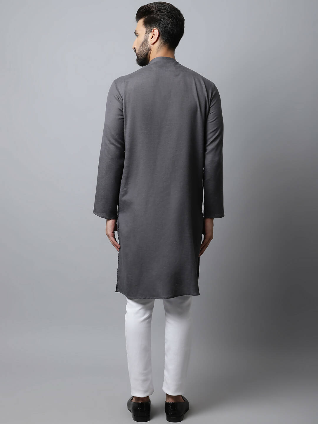 Even Apparels Grey Color Pure Cotton Men's Kurta With Side Placket (SLD1202) | Grocsy