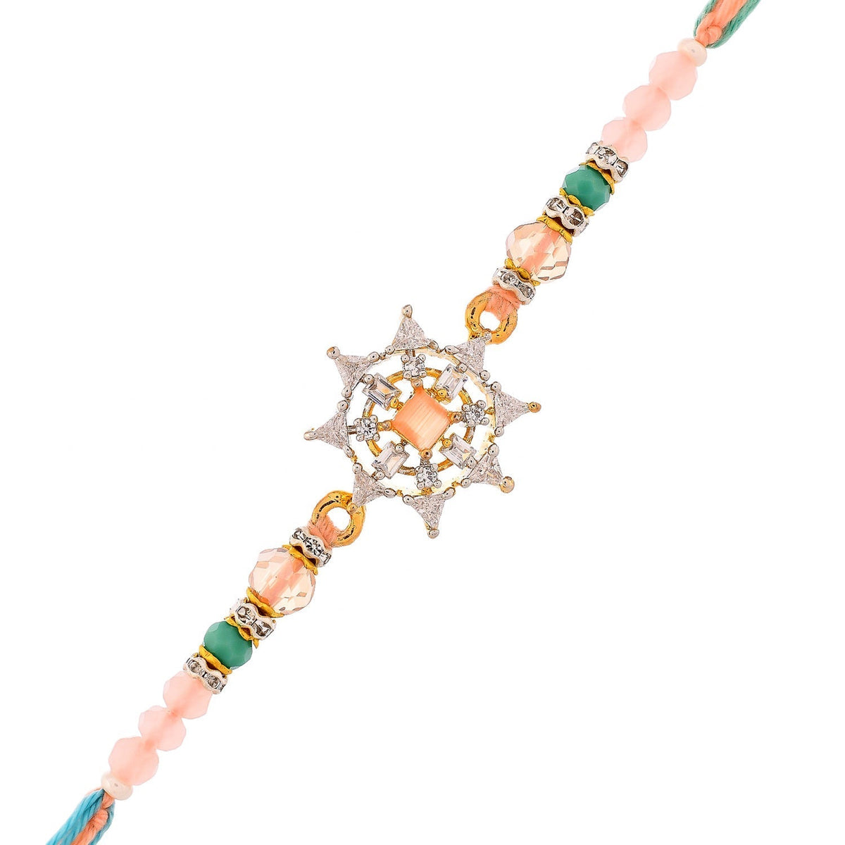 trueBrowns X Voylla Men's Pastel Designer American Diamond Beaded Thread Rakhi For Brother | Grocsy