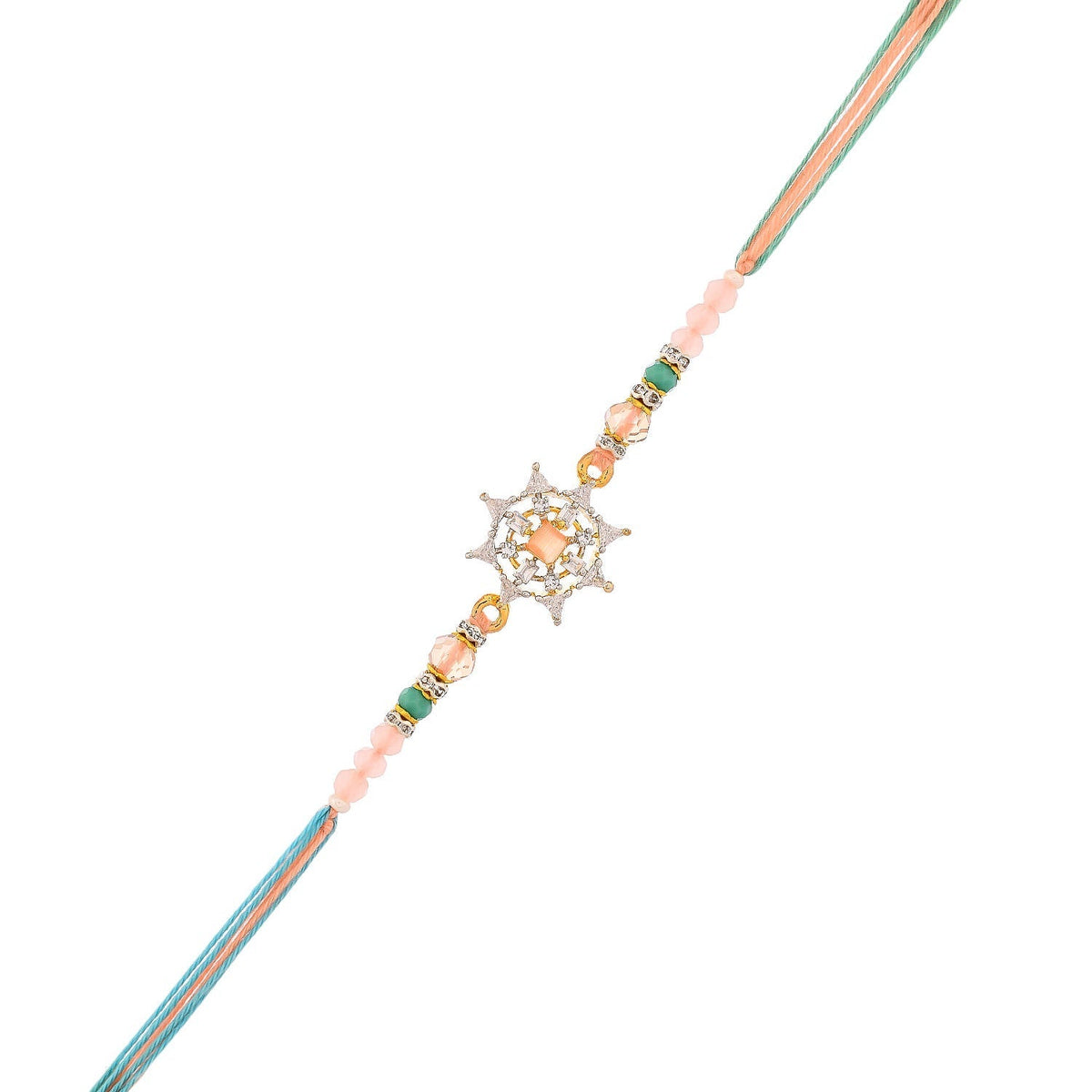 trueBrowns X Voylla Men's Pastel Designer American Diamond Beaded Thread Rakhi For Brother | Grocsy