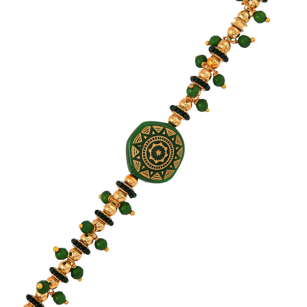 trueBrowns X Voylla Men's Green Enamelled White Pearls Thread Rakhi For Brother | Grocsy