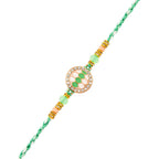trueBrowns X Voylla Men's Green Thread Traditional Design White Pearls Rakhi For Brother | Grocsy