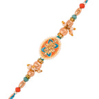 trueBrowns X Voylla Men's Colourful Thread Traditional Design White Pearls Rakhi For Brother | Grocsy