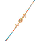 trueBrowns X Voylla Men's Colourful Thread Traditional Design White Pearls Rakhi For Brother | Grocsy