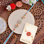 trueBrowns X Voylla Men's Colourful Thread Traditional Design White Pearls Rakhi For Brother | Grocsy