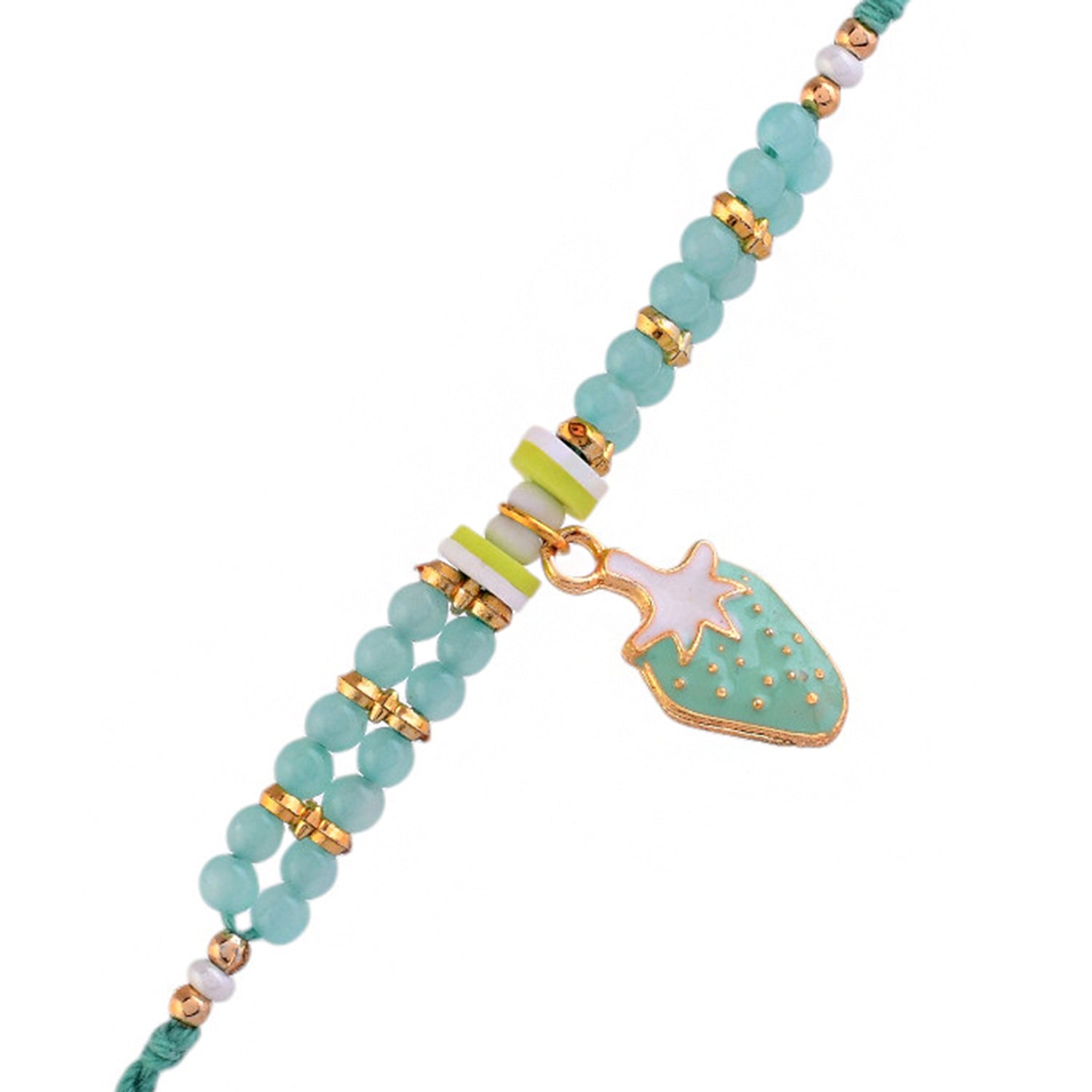trueBrowns X Voylla Turquoise Beads Kid's Fruit Motif Rakhi For Kids | Grocsy