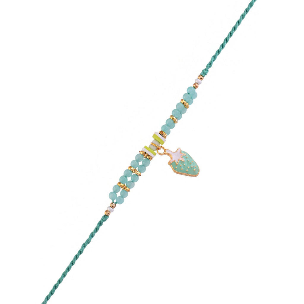 trueBrowns X Voylla Turquoise Beads Kid's Fruit Motif Rakhi For Kids | Grocsy