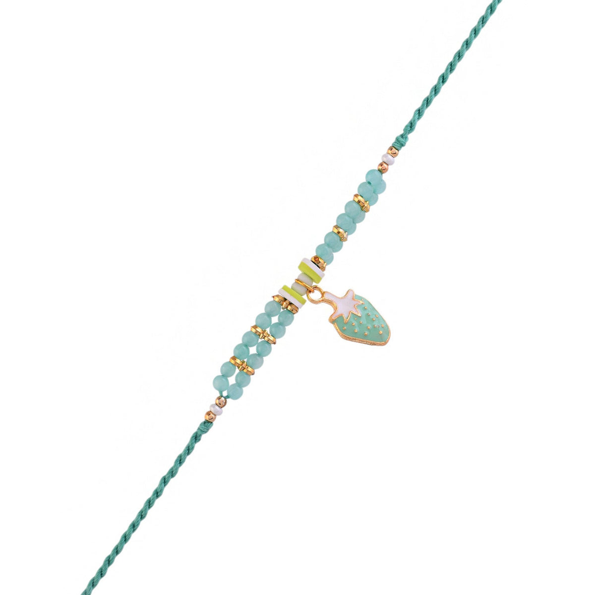trueBrowns X Voylla Turquoise Beads Kid's Fruit Motif Rakhi For Kids | Grocsy
