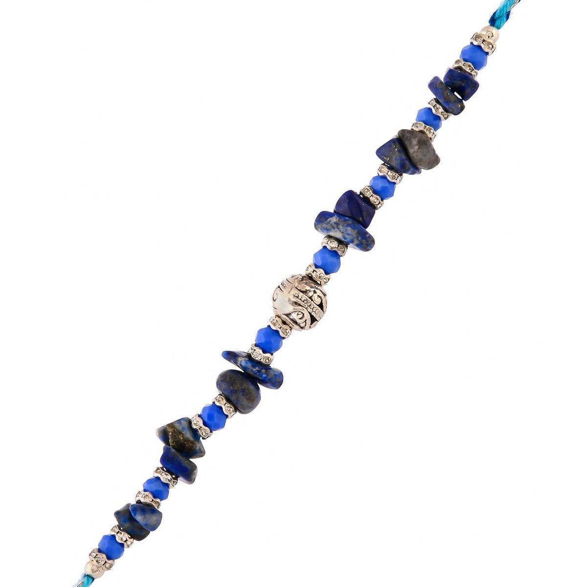 trueBrowns X Voylla Blue Beads Bohemian Motif Thread Rakhi For Brother | Grocsy
