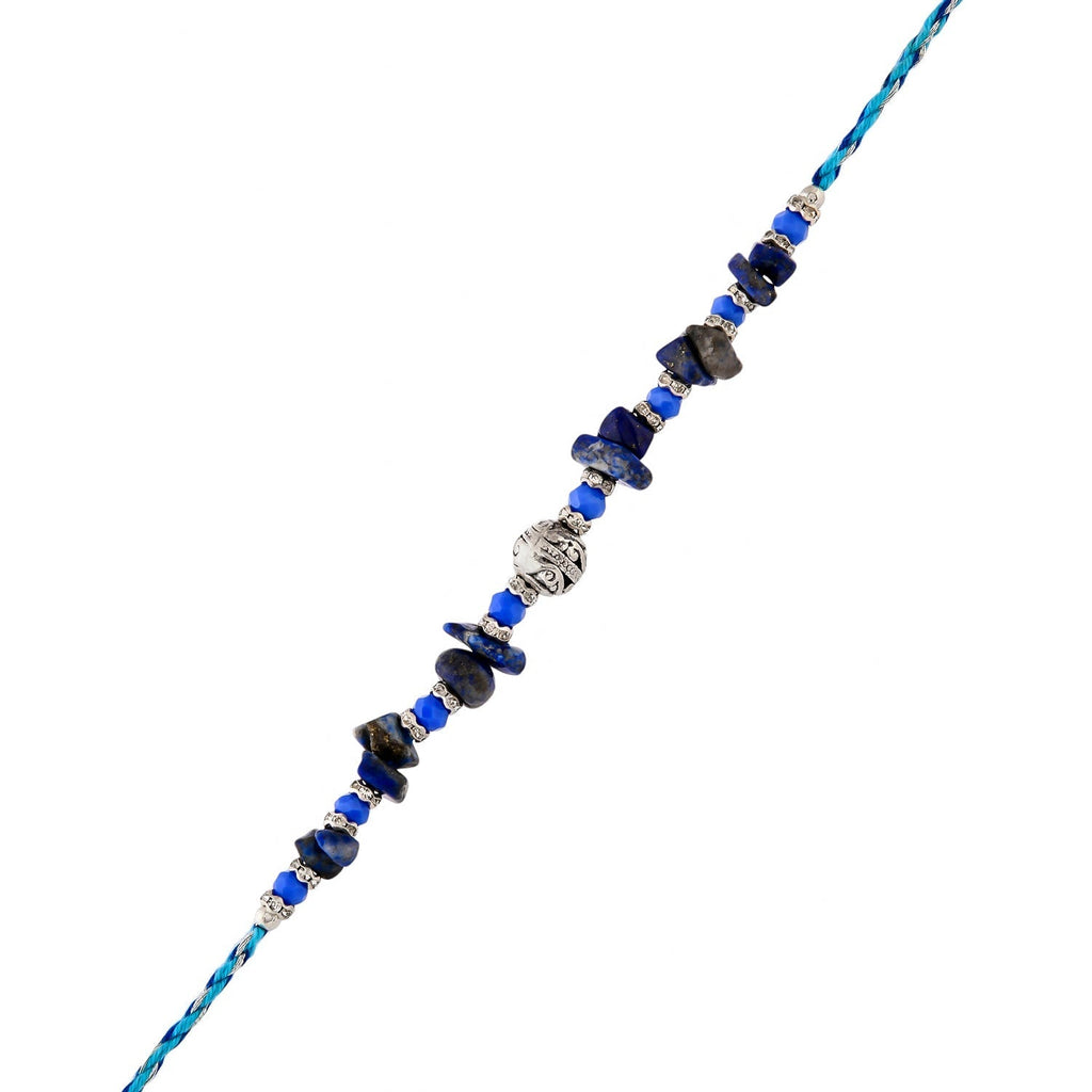 trueBrowns X Voylla Blue Beads Bohemian Motif Thread Rakhi For Brother | Grocsy