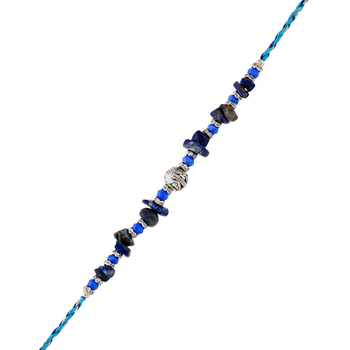 trueBrowns X Voylla Blue Beads Bohemian Motif Thread Rakhi For Brother | Grocsy