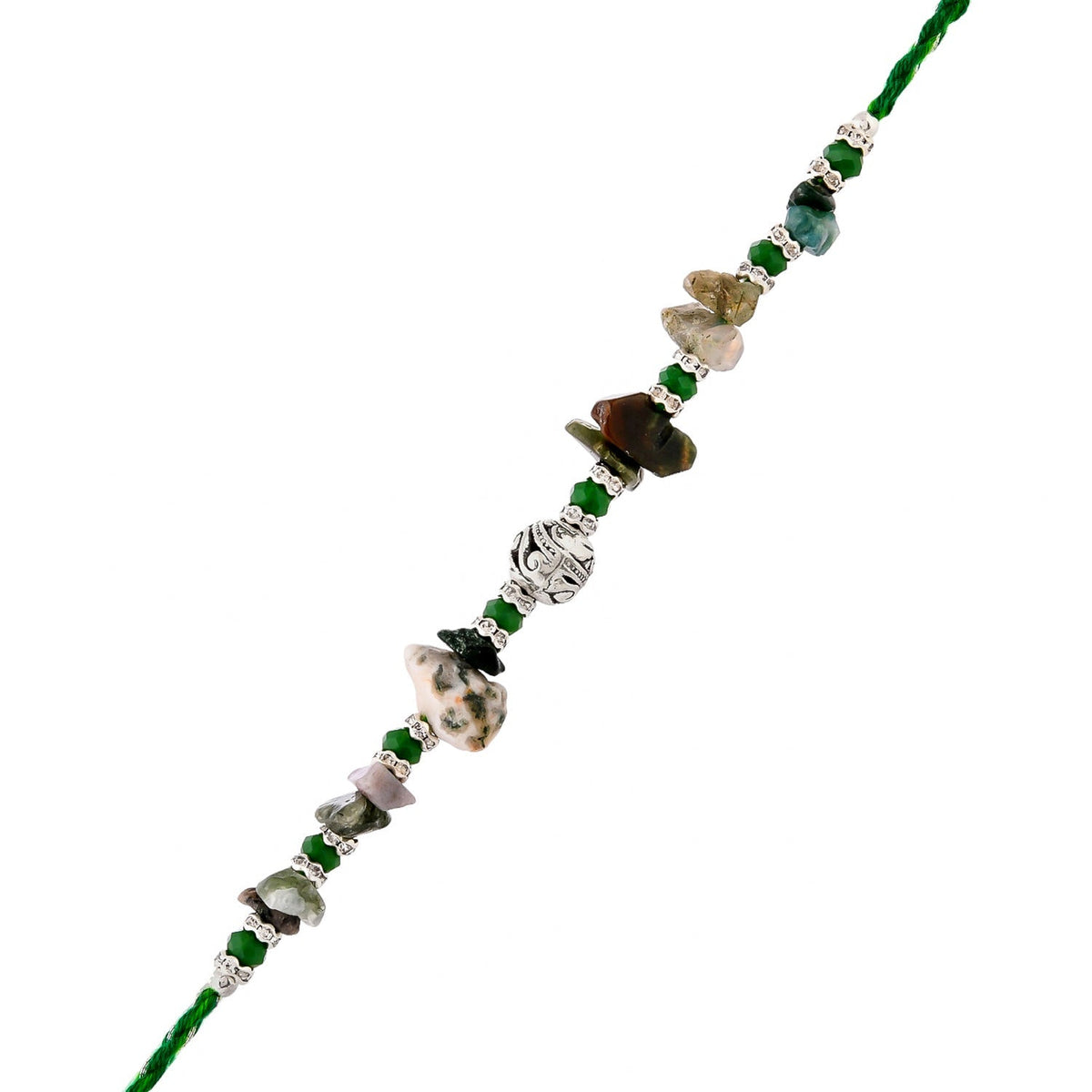 trueBrowns X Voylla Green Beads Bohemian Motif Thread Rakhi For Brother | Grocsy