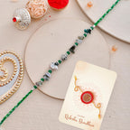 trueBrowns X Voylla Green Beads Bohemian Motif Thread Rakhi For Brother | Grocsy