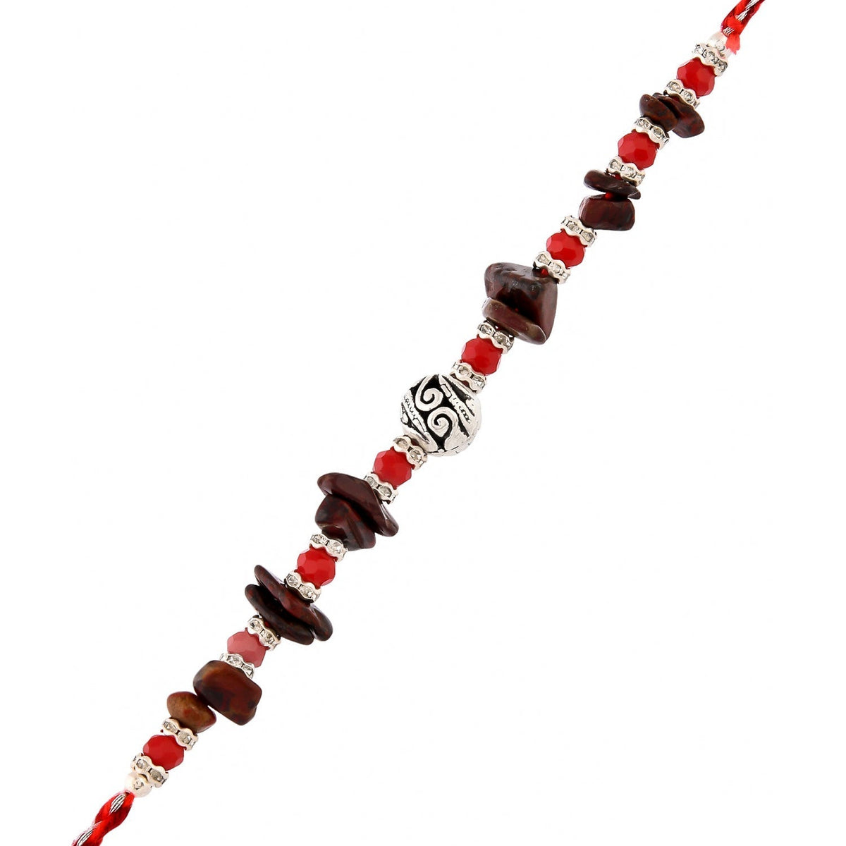 trueBrowns X Voylla Red Beads Bohemian Motif Thread Rakhi For Brother | Grocsy