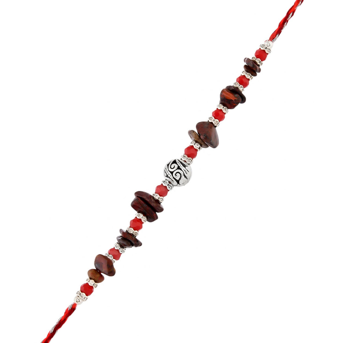 trueBrowns X Voylla Red Beads Bohemian Motif Thread Rakhi For Brother | Grocsy