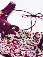House of Panchhi Burgundy Georgette Sequins and thread embroidery Lehenga choli & Dupatta | Grocsy
