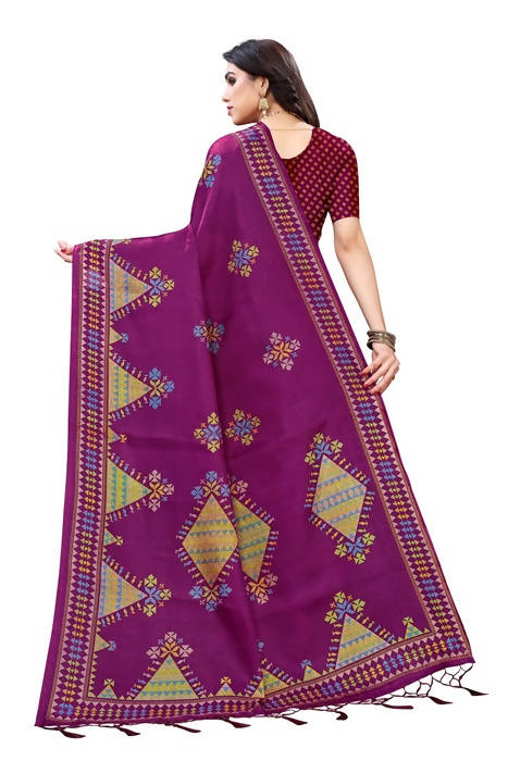 Vamika Wine Red Kalamkari Print With Jhalar Khadi Silk Saree (KITE WINE) | Grocsy