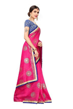 Vamika Chanderi Cotton Foil Print Pink Saree (GOLDEN BIRD Pink) | Grocsy