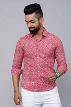 Miravan Men's Cotton Pink Floral Printed Shirt | Grocsy