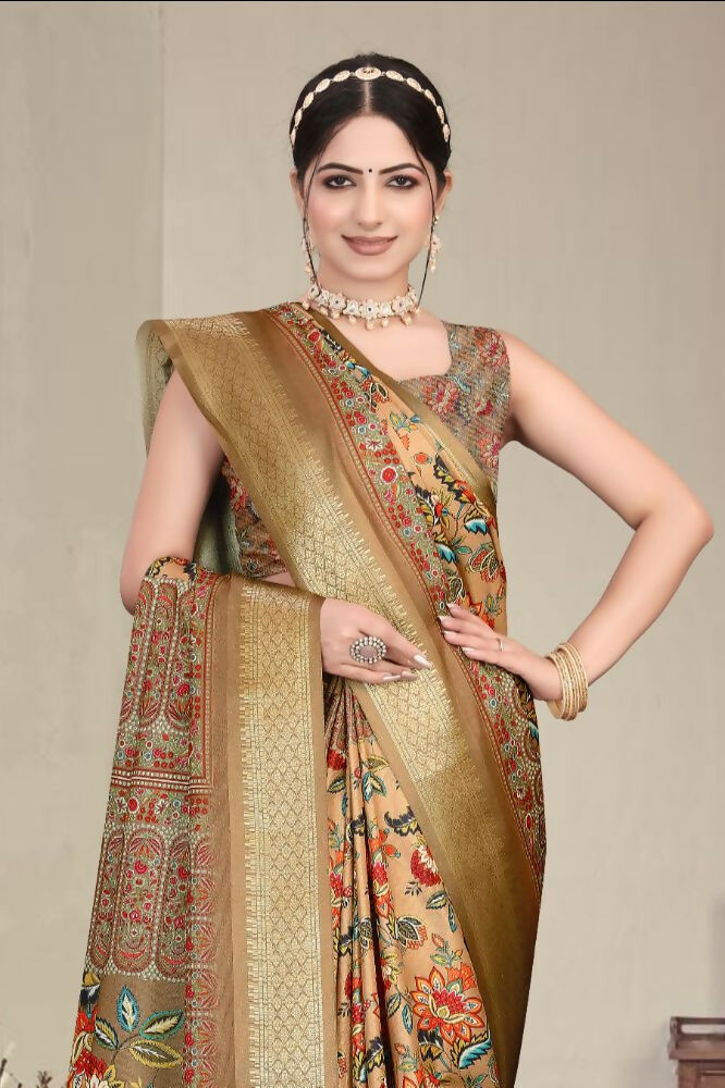 PR Fashion Multi Heavy Rich Cotton Silk Digital Print & Jacquard Saree | Grocsy