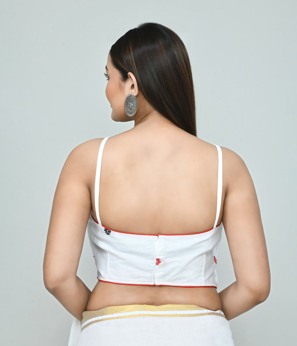 Joban Fashion Women's White Embroidered Stitched Blouse | Grocsy