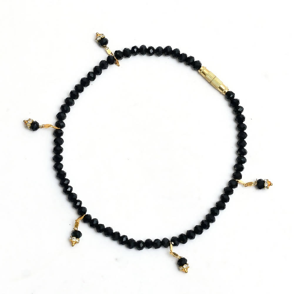 Mominos Fashion Kamal Johar Black Beads Anklets | Grocsy
