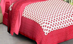 Vamika Printed Cotton White & Pink Bedsheet With Pillow Covers (LEOC_BRFI_P) | Grocsy