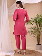 Embroidered Co Ords, Pink - Hiral Fashion | Grocsy
