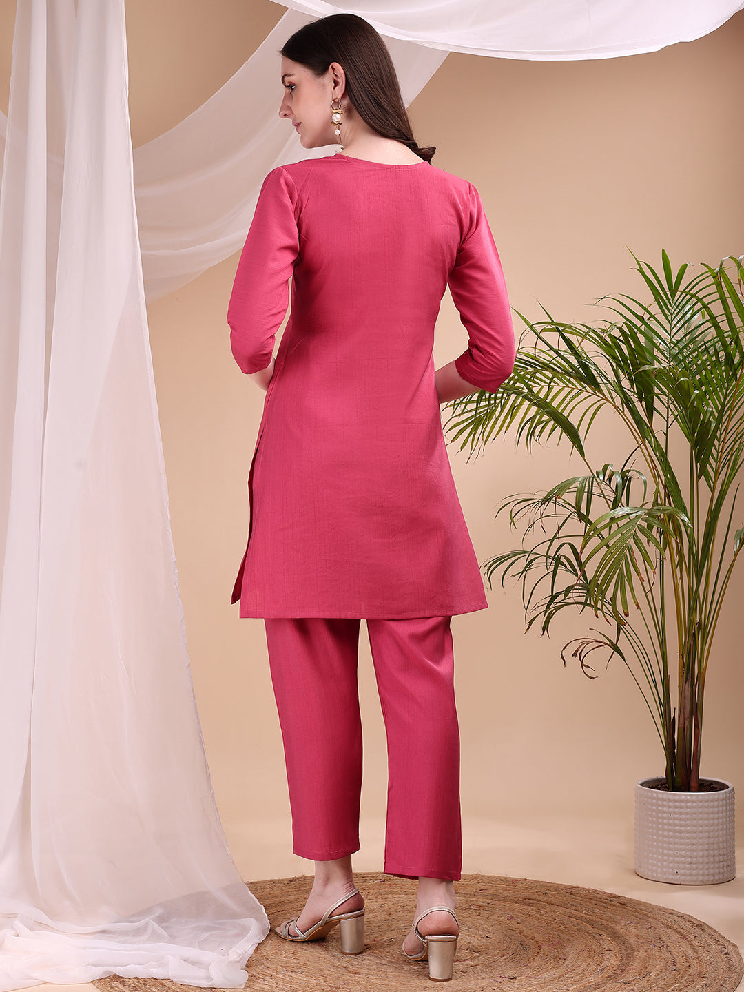 Embroidered Co Ords, Pink - Hiral Fashion | Grocsy